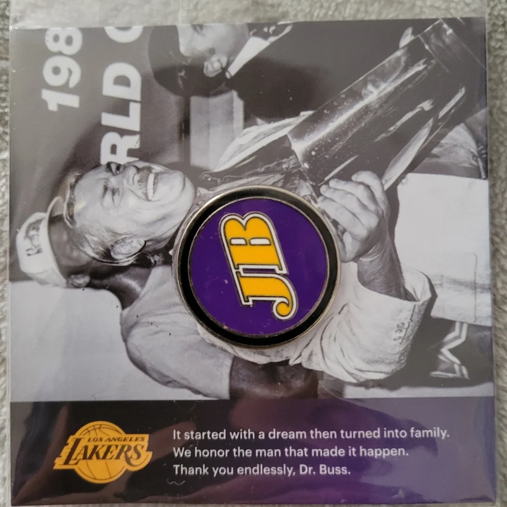 LA Lakers Jerry Buss Commemorative Purple & Gold Magnetic Collector's Pin